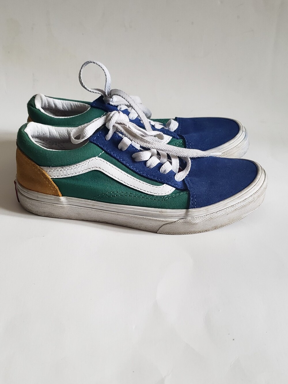 Vans Old Skool Colorblock Blue Green Yellow Sneakers Youth 3Y